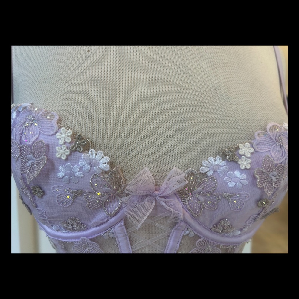 Victoria's Secret Lavender Floral Embroidered Bustier - Picture 5 of 14